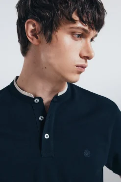 Springfield Polo piqué cuello mao slim fit azul