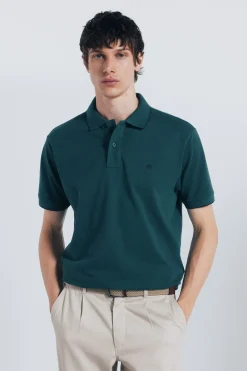 Springfield Polo piqué fantasía cuello tipping regular fit verde Clearance