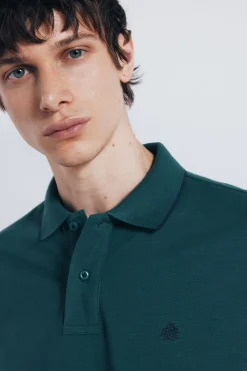 Springfield Polo piqué fantasía cuello tipping regular fit verde Clearance