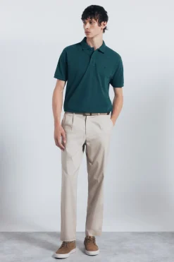 Springfield Polo piqué fantasía cuello tipping regular fit verde Clearance