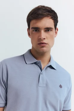 Springfield Polo piqué fantasía cuello tipping regular fit azul Sale