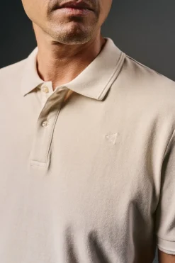 OOTO Polo piqué lavado bordado avión Beige
