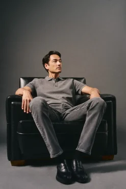 OOTO Polo piqué lavado bordado avión Gris Discount