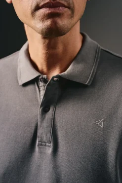 OOTO Polo piqué lavado bordado avión Gris Discount
