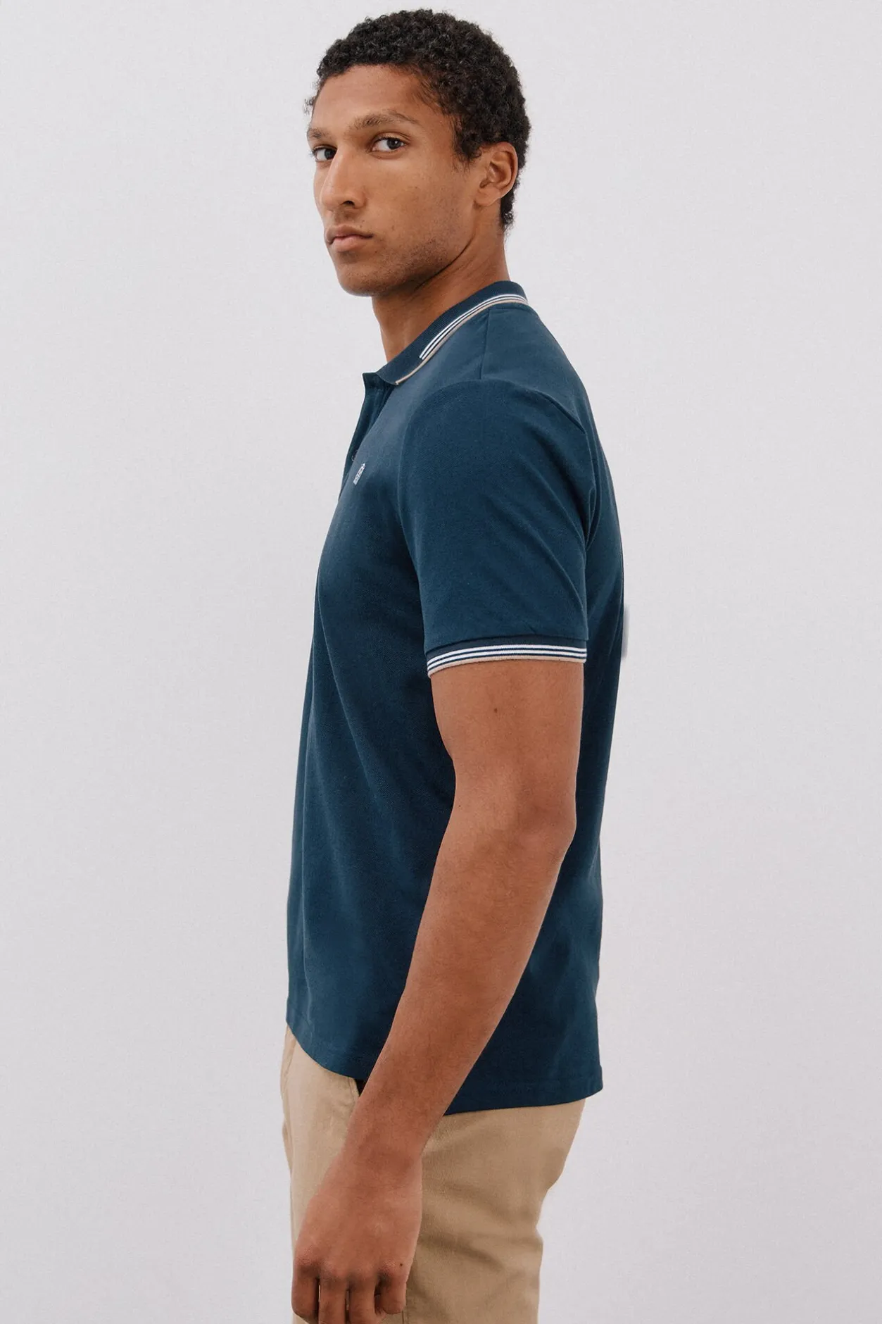 Cortefiel Polo piqué tips Azul marino