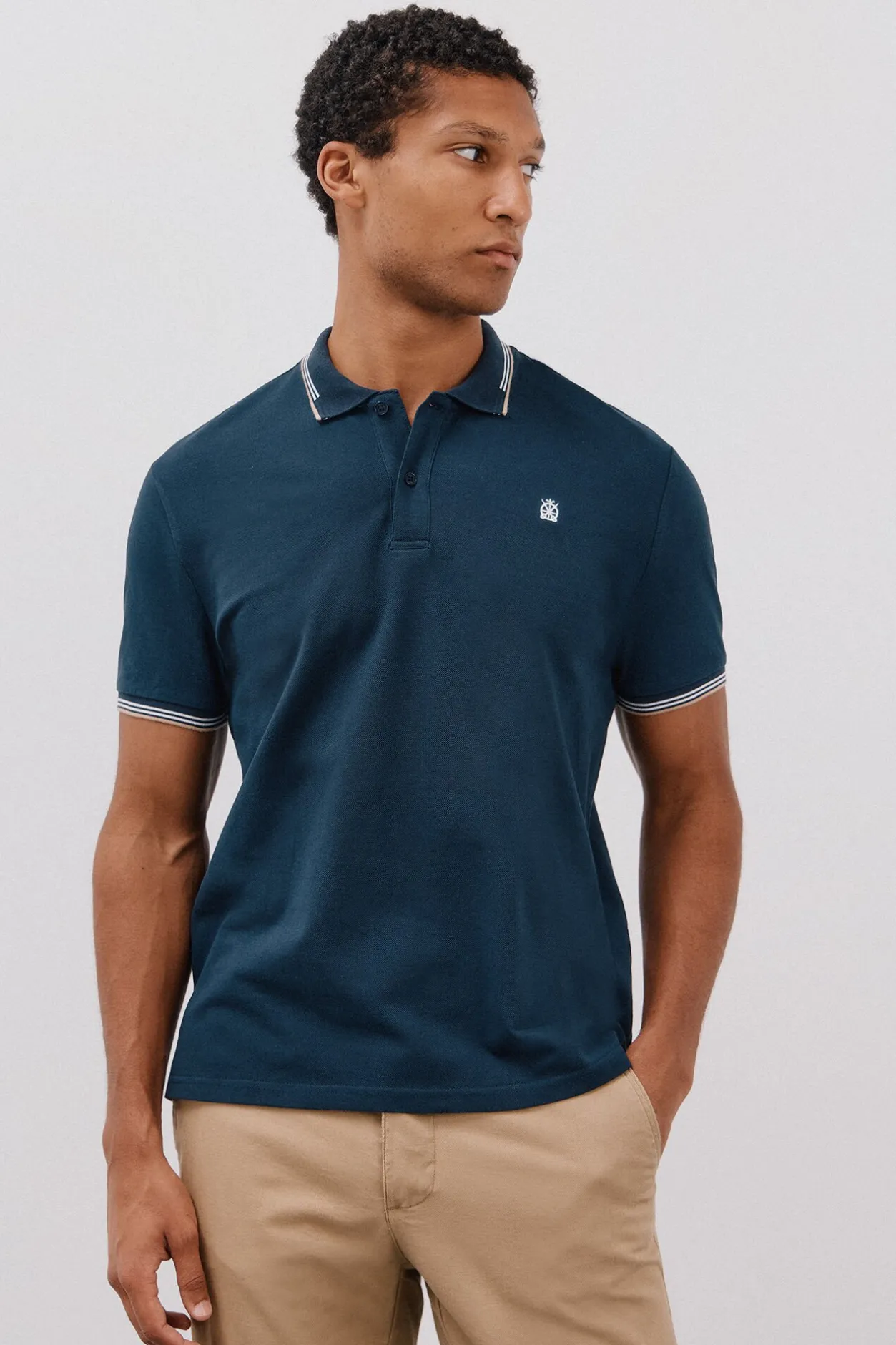 Cortefiel Polo piqué tips Azul marino