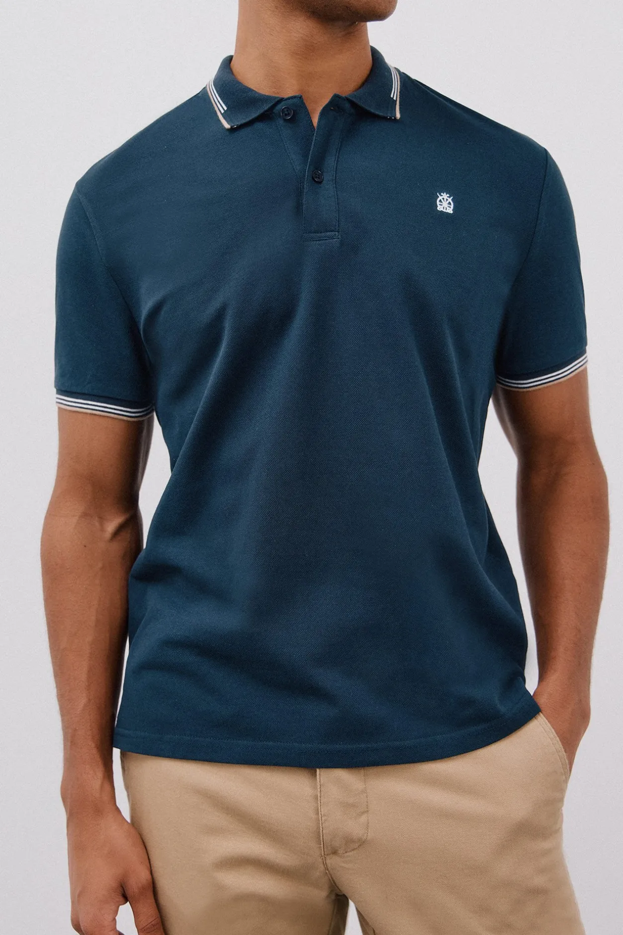 Cortefiel Polo piqué tips Azul marino