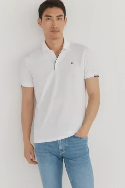 Pedro del Hierro Polo puños contraste Blanco Hot