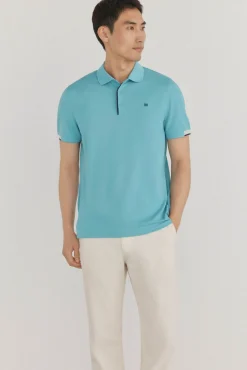 Pedro del Hierro Polo puños contraste Turquesa Hot