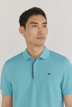 Pedro del Hierro Polo puños contraste Turquesa Hot