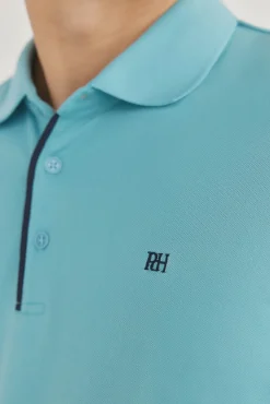 Pedro del Hierro Polo puños contraste Turquesa Hot