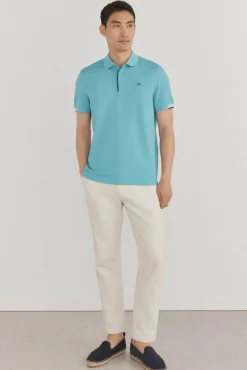 Pedro del Hierro Polo puños contraste Turquesa Hot