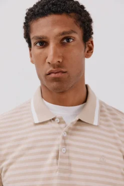 Cortefiel Polo rayas oxford Beige Online