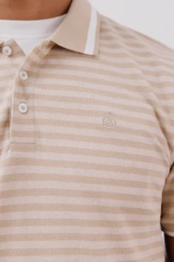 Cortefiel Polo rayas oxford Beige Online