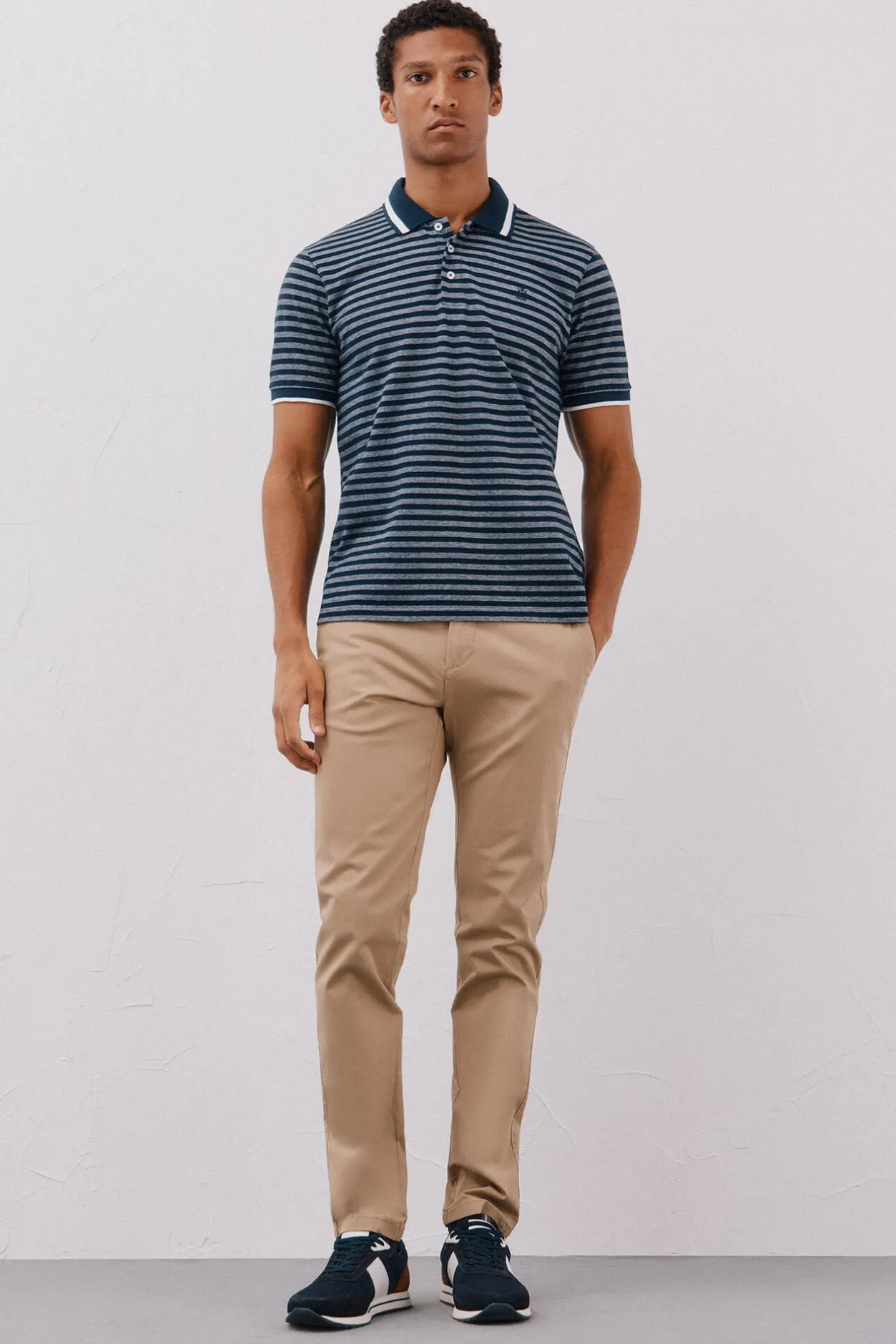 Cortefiel Polo rayas oxford Azul marino Best