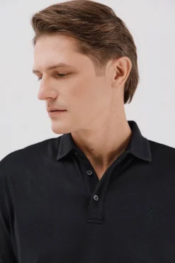 Cortefiel Polo refinado manga larga Negro Clearance