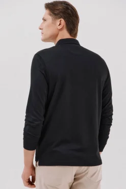 Cortefiel Polo refinado manga larga Negro Clearance