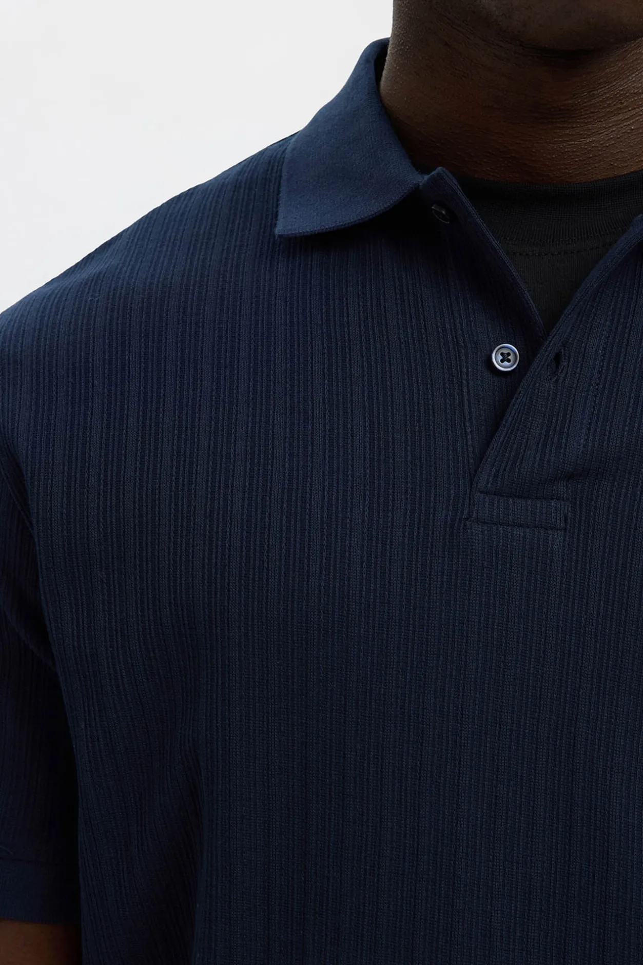 Selected Polo Rib de manga corta Regular Fit. Azul marino Clearance