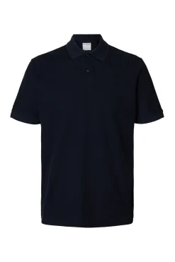 Selected Polo Rib de manga corta Regular Fit. Azul marino Clearance