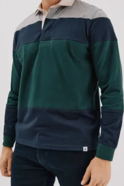 Cortefiel Polo rugby bloques Verde oscuro Outlet
