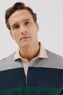 Cortefiel Polo rugby bloques Verde oscuro Outlet