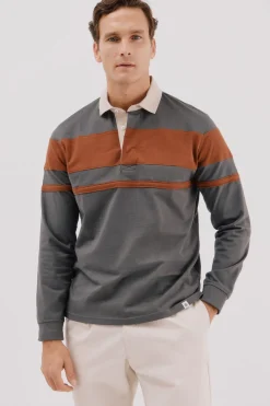 Cortefiel Polo rugby bloques Gris Online