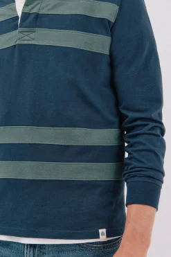 Cortefiel Polo rugby de rayas Azul marino Outlet