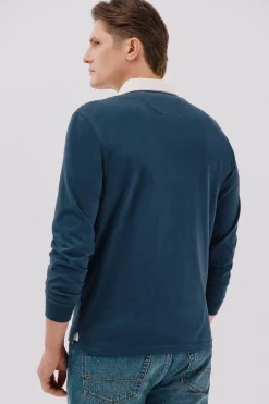 Cortefiel Polo rugby de rayas Azul marino Outlet