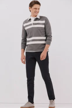 Cortefiel Polo rugby de rayas Gris Best