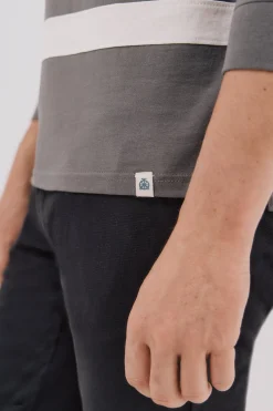 Cortefiel Polo rugby de rayas Gris Best