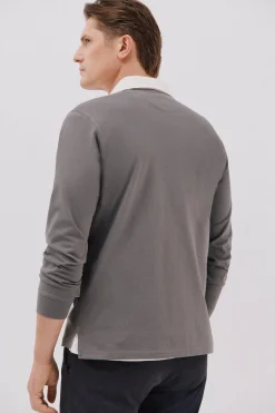 Cortefiel Polo rugby de rayas Gris Best