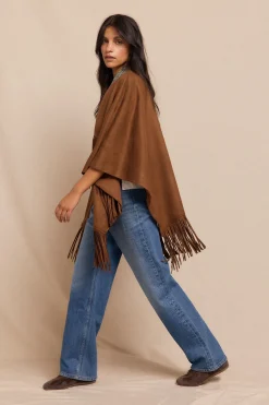 Slowlove Poncho capa efecto piel Beige