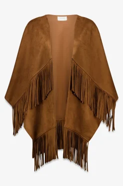 Slowlove Poncho capa efecto piel Beige