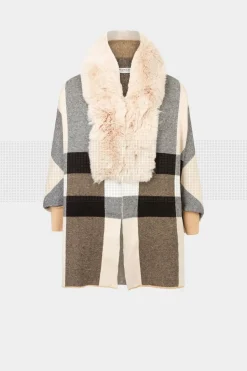 Morgan Poncho con detalles pelo de imitación Multicolor Hot