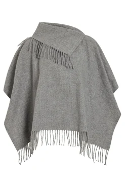 Vila Poncho con flecos Gris Outlet