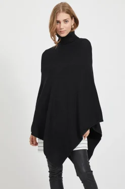 Vila Poncho de punto con cuello vuelto Negro Best
