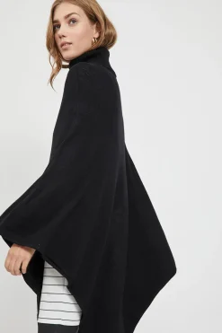 Vila Poncho de punto con cuello vuelto Negro Best