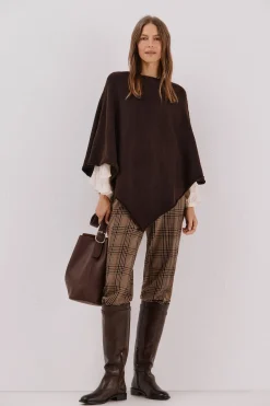 Cortefiel Poncho tacto suave Marr&oacute;n oscuro New