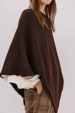 Cortefiel Poncho tacto suave Marr&oacute;n oscuro New