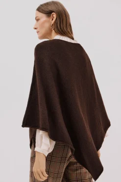 Cortefiel Poncho tacto suave Marr&oacute;n oscuro New