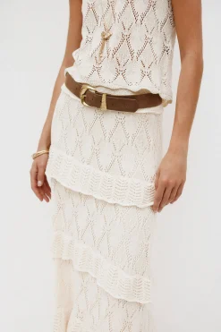 Hoss Intropia Raquel. Falda midi tricot Beige