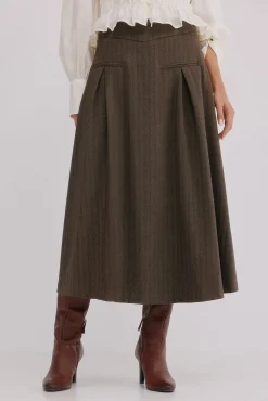 Hoss Intropia Reyes. Falda con pliegues Marron oscuro Hot