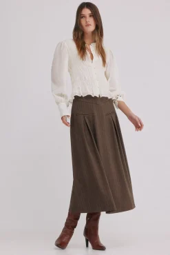 Hoss Intropia Reyes. Falda con pliegues Marron oscuro Hot