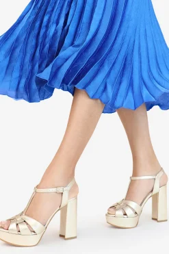 Lodi Sandalias con plataforma en piel dorada Dorado New
