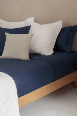 Textura Sábana algodón orgánico. Cama 150-160cm. azul