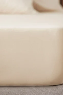 Bassols Sábana bajera sahara mate de algodón lavado Beige Online