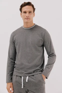 Cortefiel Set de pijama punto Gris oscuro Sale