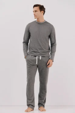 Cortefiel Set de pijama punto Gris oscuro Sale