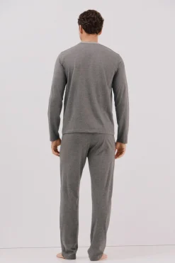 Cortefiel Set de pijama punto Gris oscuro Sale