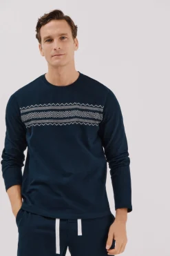 Cortefiel Set de pijama punto polar Azul marino Outlet